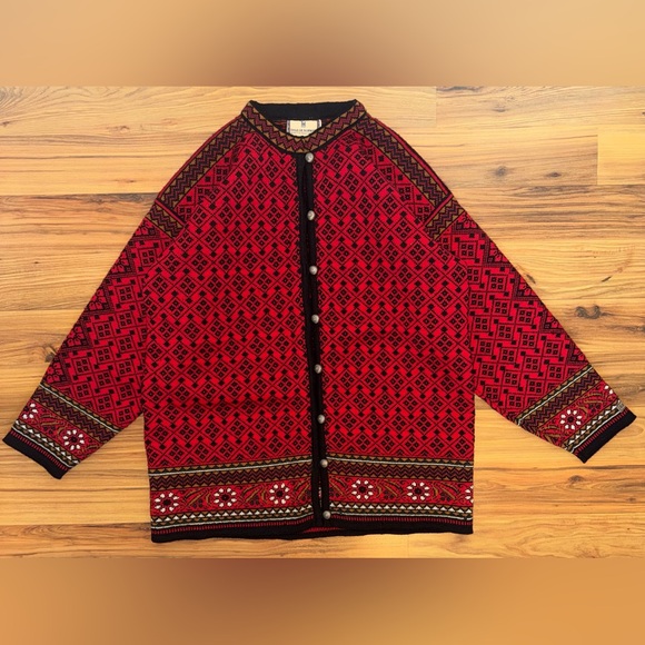 Vintage Dale of Norway Wool Nordic Cardigan XL Norwegian Ski Sweater Alpine - Picture 1 of 12